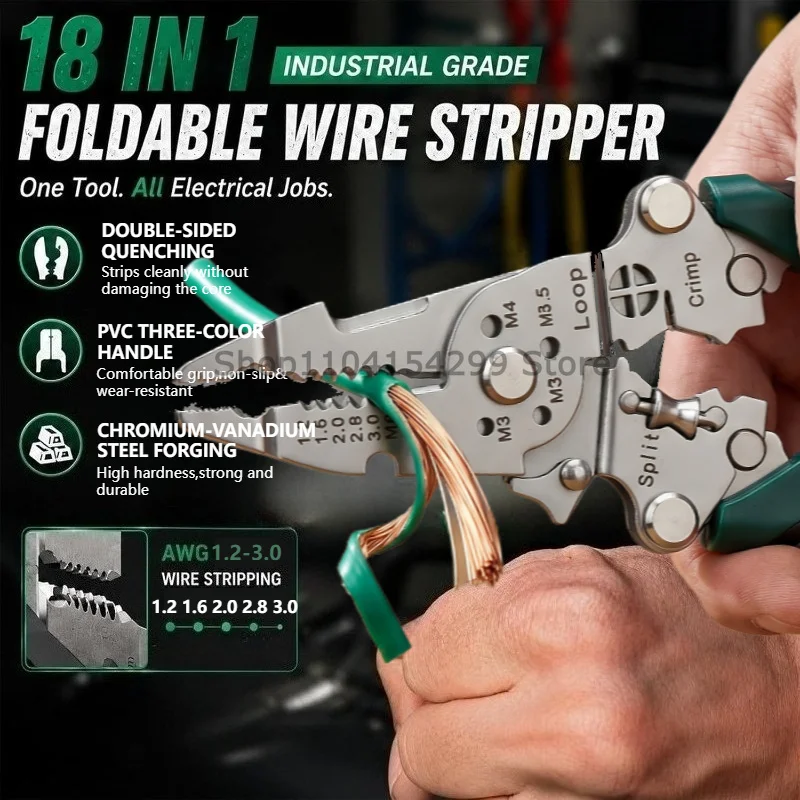 Multifunctional Copper Stripper Electrician’s Wire Cable Stripper Crimper Cable Cutter Stripper Crimping Pliers Repair Tool - view 2