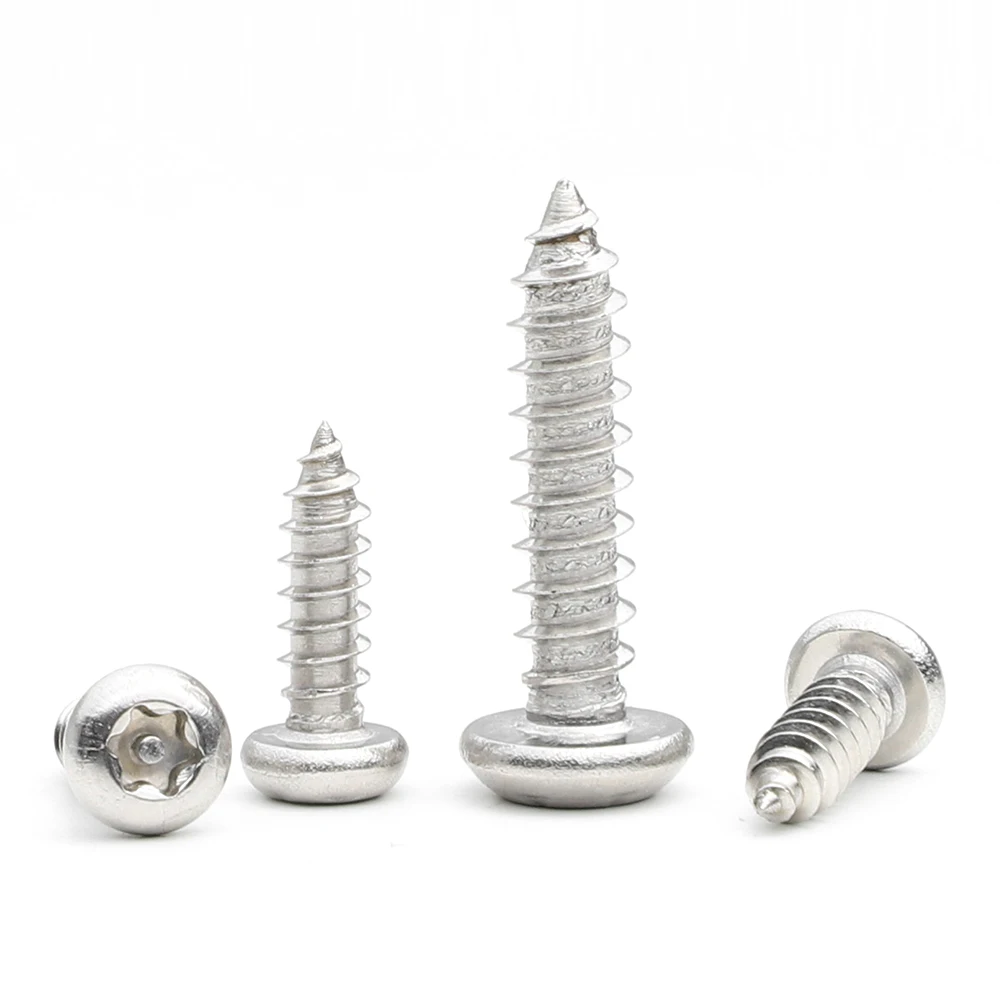 Torx Flat Round Head Anti-theft Tapping Screw 304 Stainless Steel M3 M3.5 M4 M5 M6 Star Six-lobe Pan Head Tapping Screw with Pin
