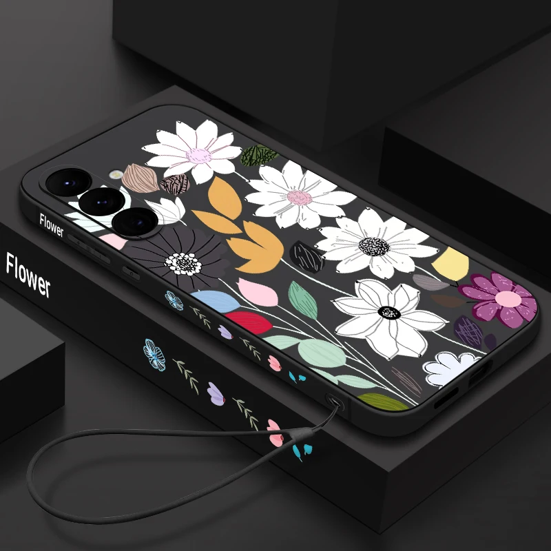 Cartoon Flower Pattern Phone Case For Samsung Galaxy S24 S25 FE S26 S25 S23 S22 Ultra A57 A17 A56 A16 A55 A15 A54 A36 Soft Cover