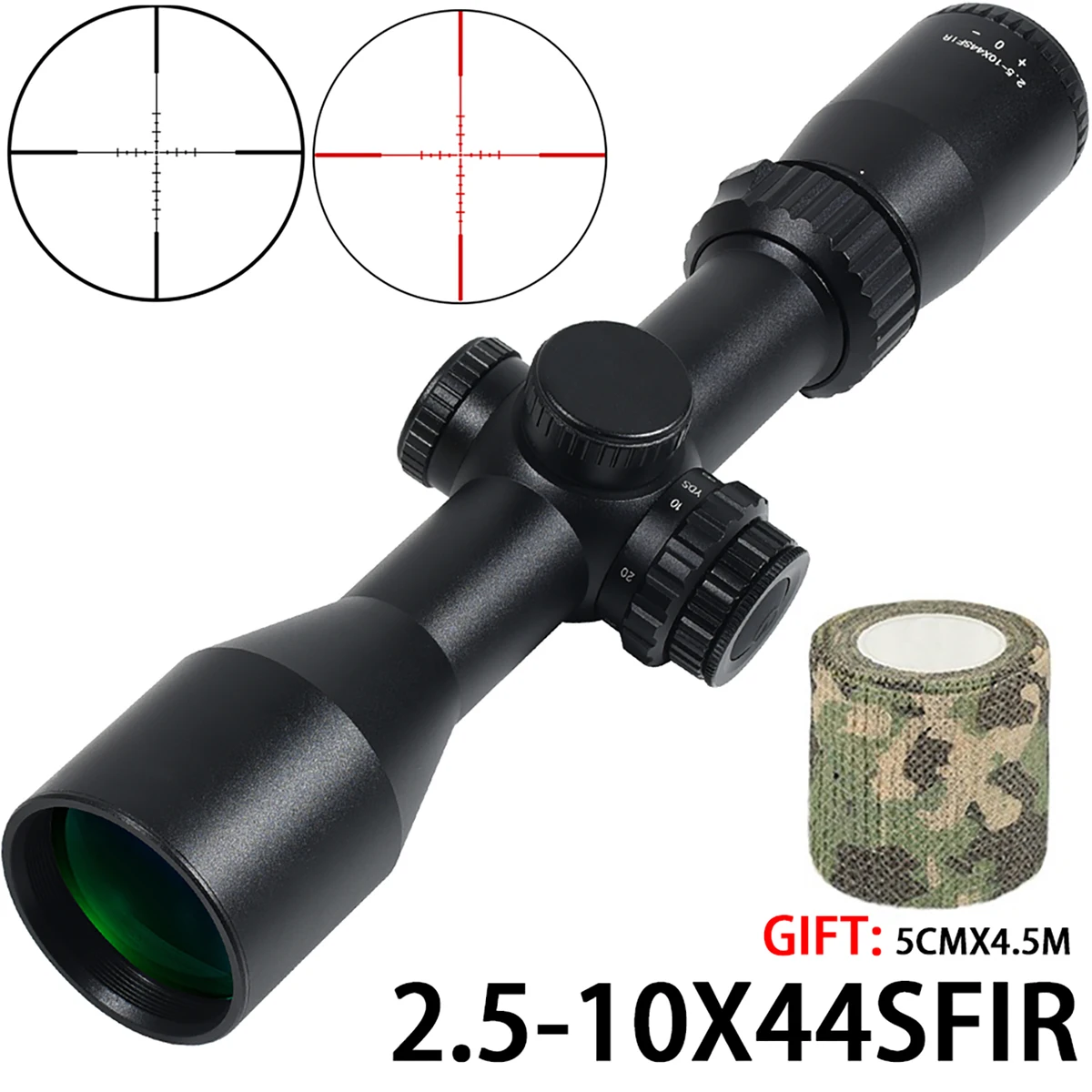 

Tactical 2.5-10x44SFIR Optical Sight Sniper Scope Cross-Hair Reticle Airsoft Hunting Riflescope Second Focal Plane Scopes