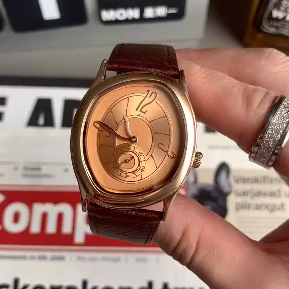 

Наручные часы Y2K с витым дизайном, мужские кварцевые часы с кожаным ремешком, винтажные нишевые женские часы, винтажные золотые часы