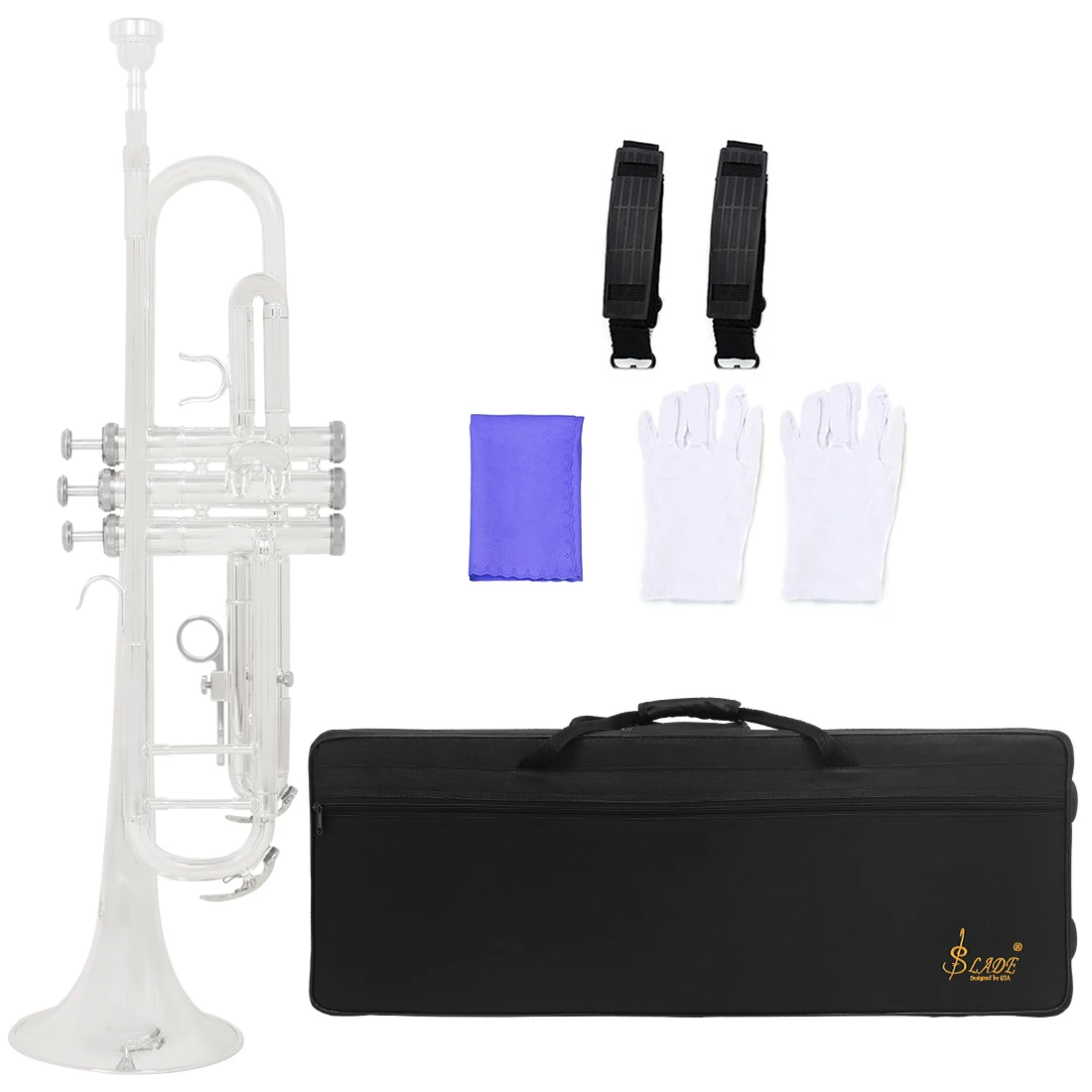 High Quality True Silver Plated Silver Plating Wind Instrument Professional Performance Silver Bb  Trumpet