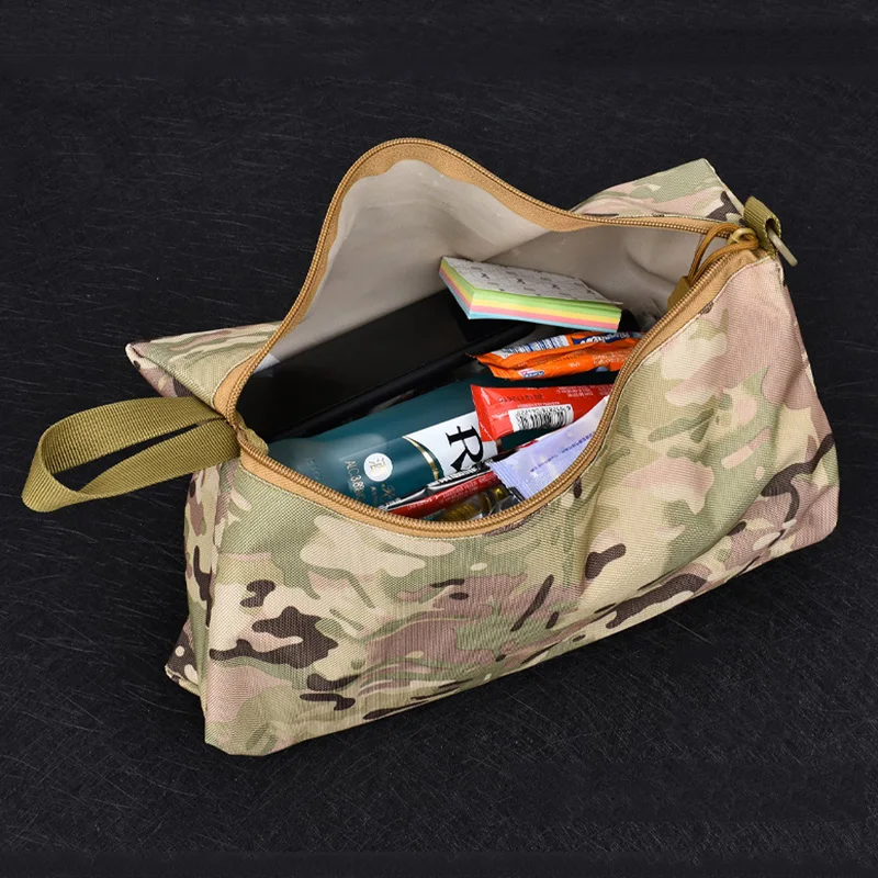 Bolsa de cosméticos táctica de camuflaje al aire libre, bolsa de lavado de artículos de tocador Oxford 600D, bolsa de almacenamiento de maquillaje