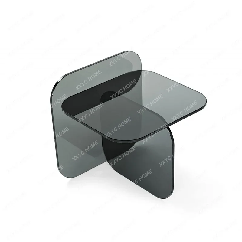 Nordic Tempered Glass Coffee Table Designer Side Table Small Apartment Living Room Modern Minimalist Corner Table round
