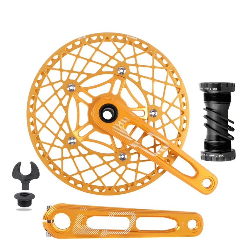 Aluminum Alloy Chainwheel Folding Bicycle Crank Crankset 130BCD Integrated Hollow Single Chainring