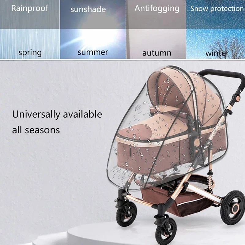 Universal Stroller Rain Cover Baby Car Weather Wind Sun Shield Transparent Breathable Trolley Umbrella Raincoat Accessories