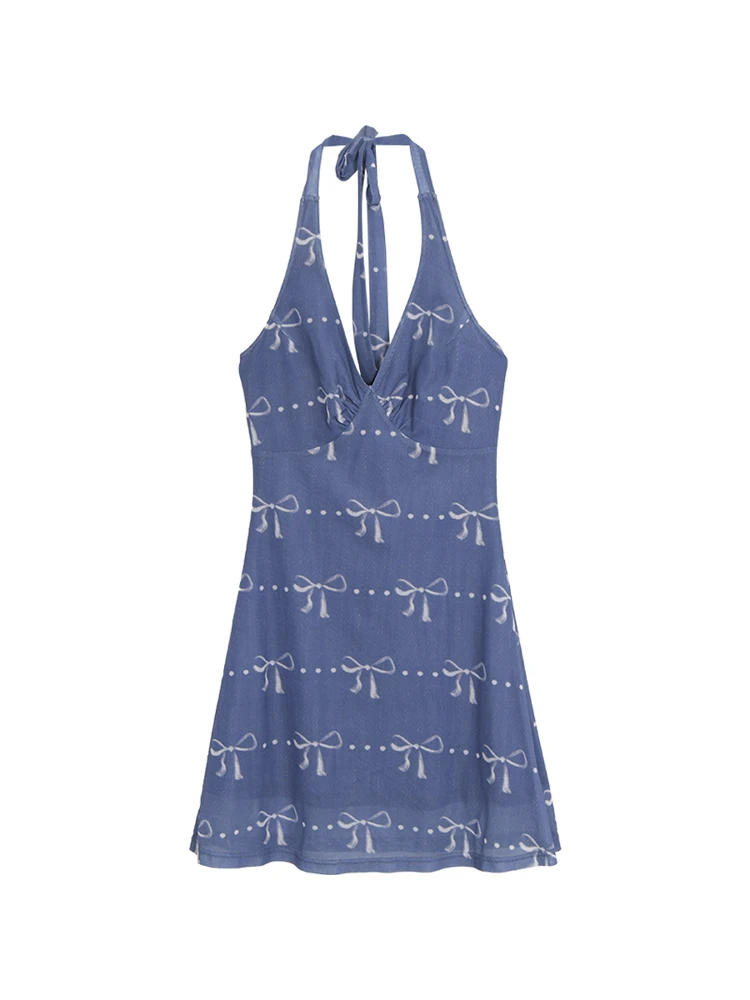 Niebieska spódnica Ele Hanging Ne Dr damska, letnia, nowa kolekcja 2025, wyszczuplająca, z wysokim stanem, krój H, z włókna poliestrowego, odzież codzienna.