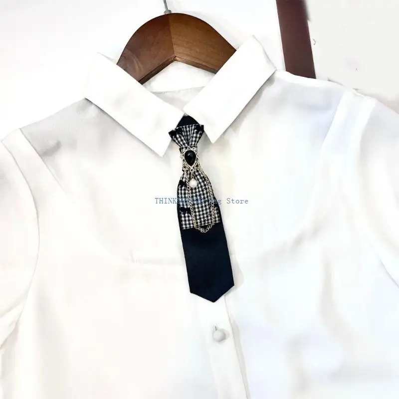 340D League Shirt Tie for Nightclub Tassels Chain Tie Knotfree School Event Suit Tie for Stage Performances Punk Necktie