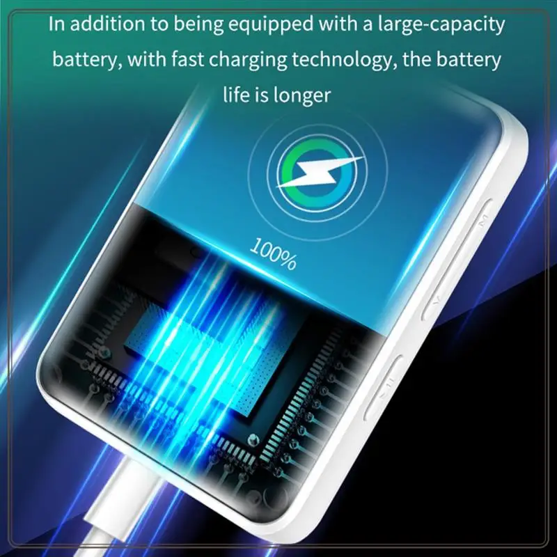 Мини-портативный MP3-плеер Bluetooth Маленький музыкальный плеер Сенсорный экран Walkman Спортивный музыкальный плеер Встроенная карта 32G-Белый Прочный