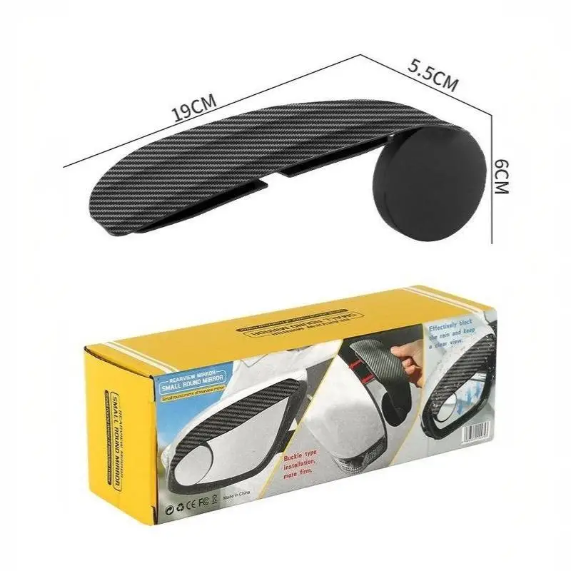 1Pair Car Rearview Convex Mirror, Rainproof Wide Angle Blind Spot Mirror Free-Rotation Parking Auxiliary
