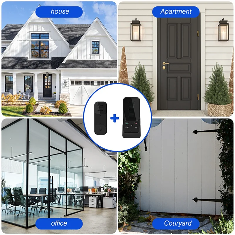 ABFN-Wireless Doorbell Two-Way Audio Doorbell Household Use Long Distance One Button Pager With6 Ringtones