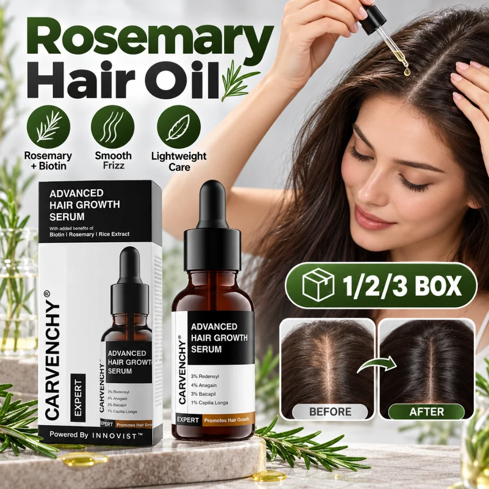Rosemary Hair Oil 30ml Biotin Rice Water Scalp Care Serum Lightweight Nourishing Formula for Dry Frizzy Damaged Hair Daily Care