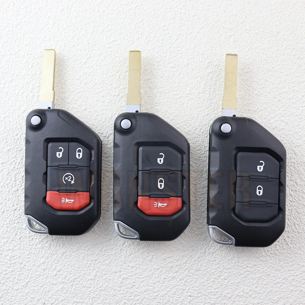 2 3 4 Bottons Car Key Fob Case Shell Housing for Jeep Rubicon Sahara Gladiator JT Wrangler JL JLU 2018 2019 2020 2021+