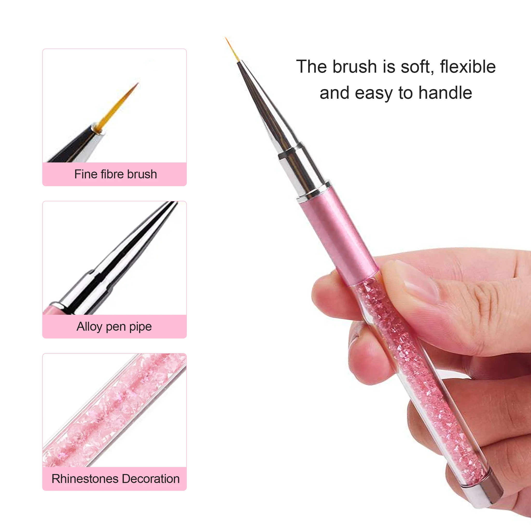 Nail Art Liner Brushes Set Elongated Lines Striping Drawing UV Gel Painting Nail Design Pen Professional Manicure Tool