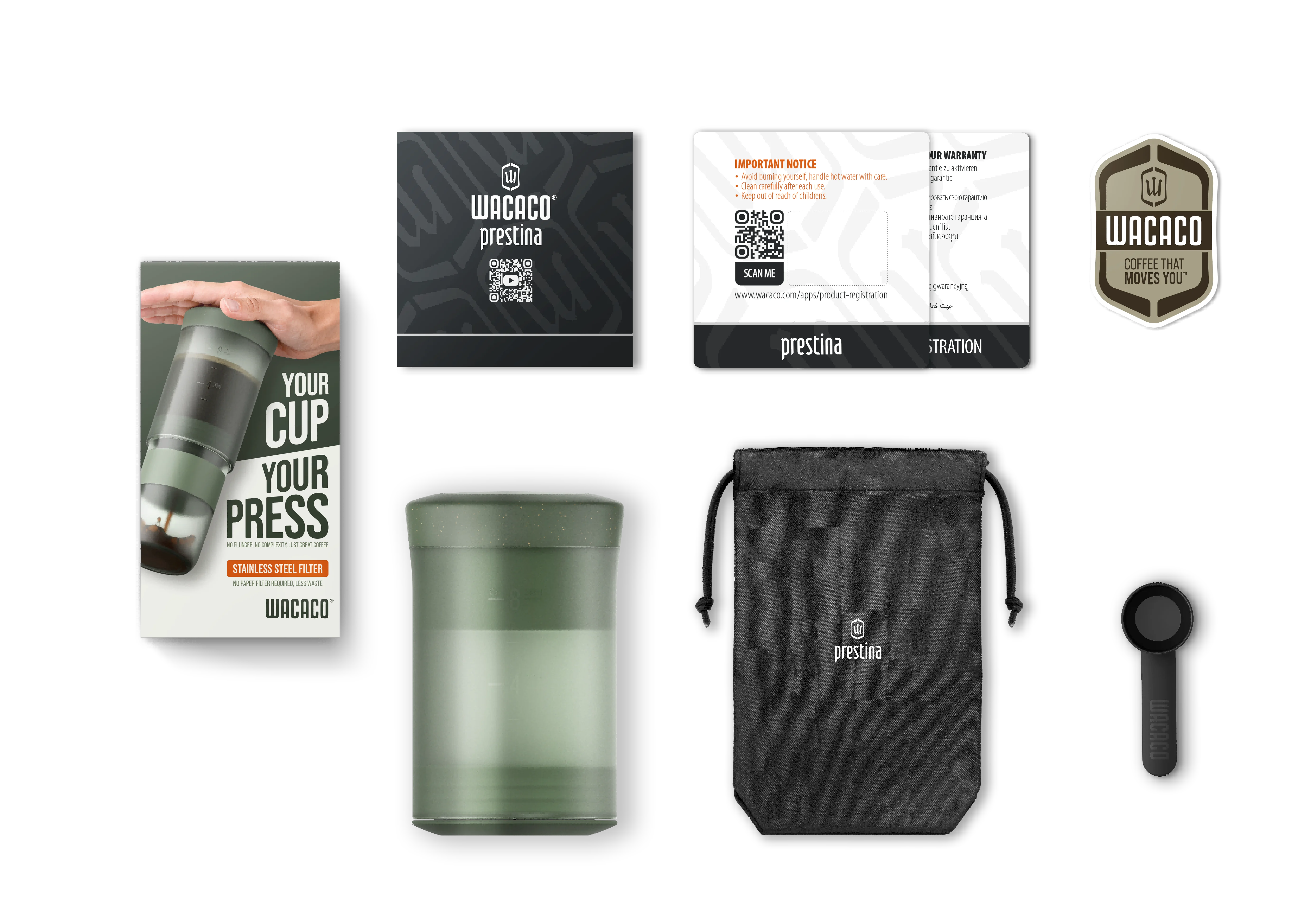 WACACO Prestina, All-in-1 Portable French Press Coffee Maker, Foldable Manual Brewer for Camping, Hiking & Travel, Easy Clean gallery 5