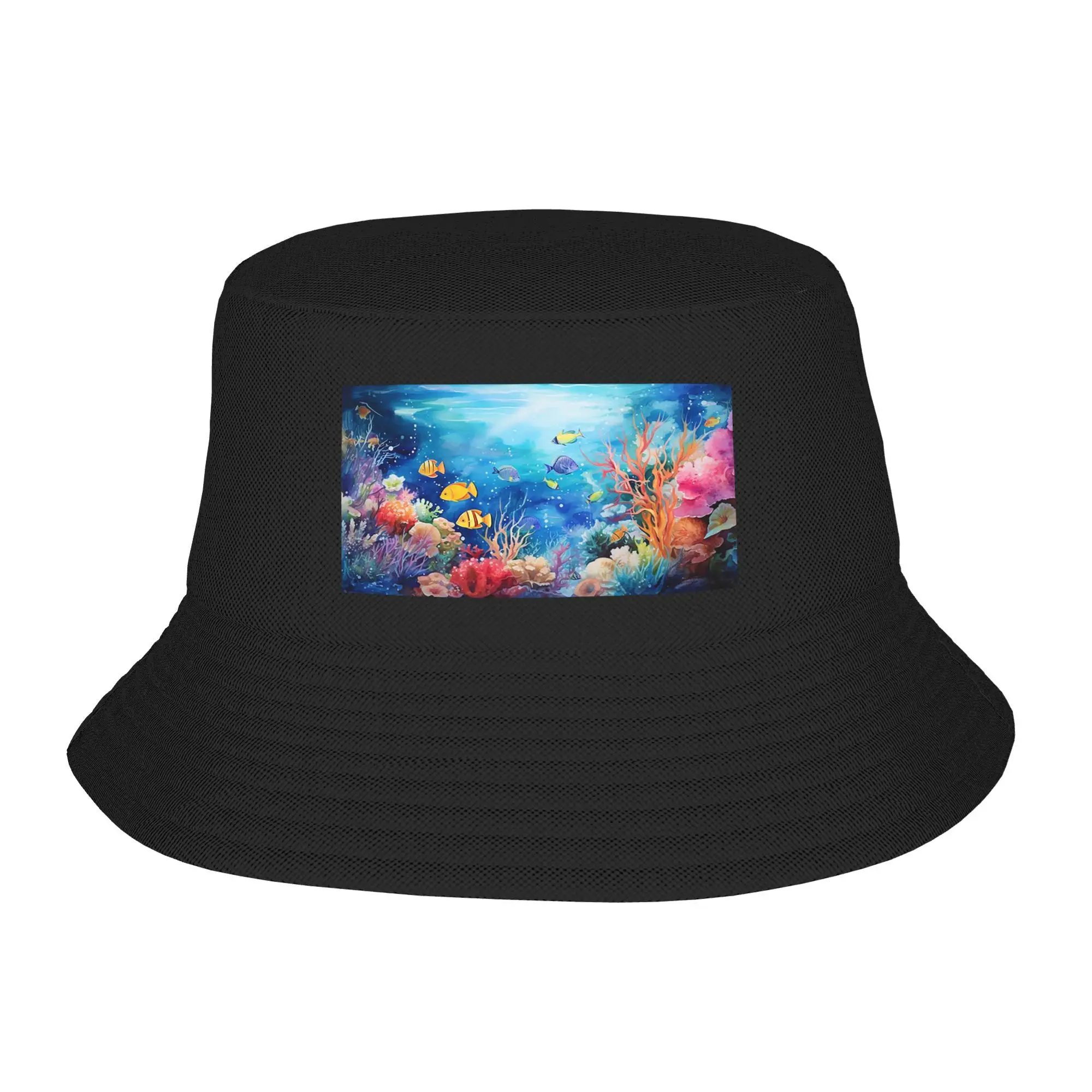 

Underwater Coral Reefs Bucket Hats Panama Hat Children Bob Hats Outdoor Cool Autumn Fisherman Hats For Beach Fishing Unisex Caps