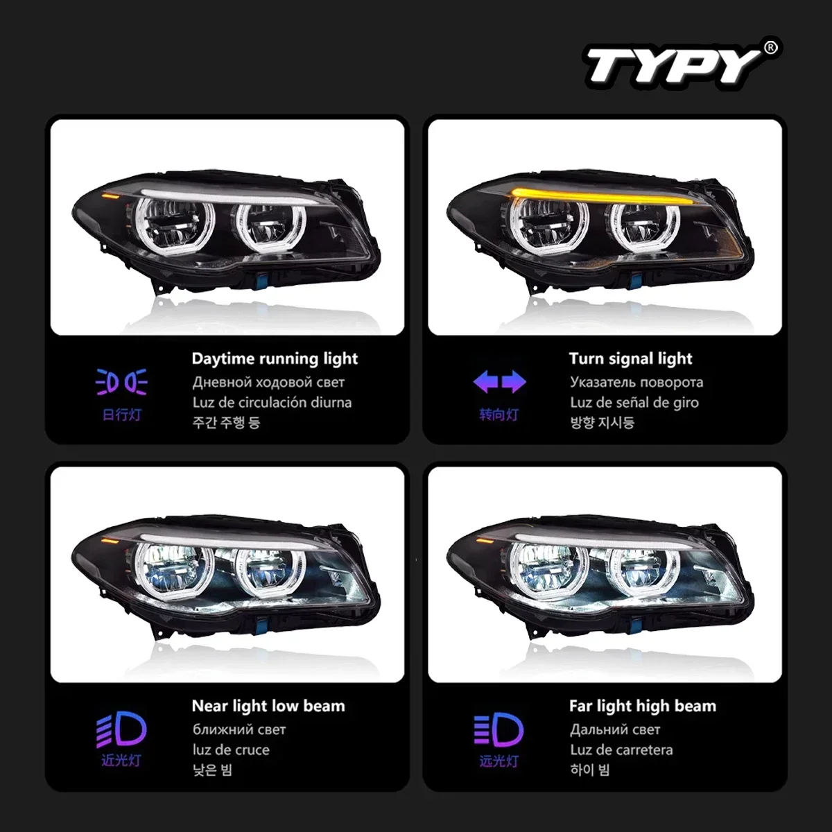 

TYPY Новый светодиодный налобный фонарь, модифицированный для BMW 5 серии F10 F18, 2010-2016, динамический сигнальный налобный фонарь, автоаксессуары