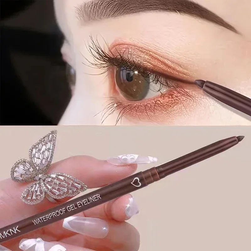 Matita eyeliner caffè nero opaca impermeabile duratura sdraiata penna gel baco da seta facile da indossare matita per eyeliner occhi cosmetici di bellezza