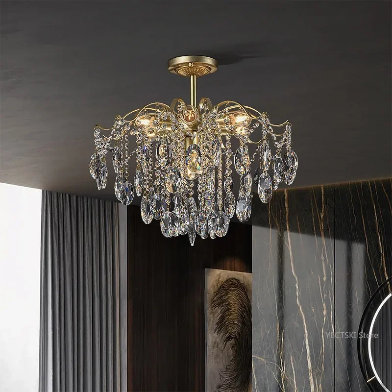 

GHJUYIOL Light luxury crystal lamp European retro hotel living room atmospheric crystal chandelier villa romantic chandelier