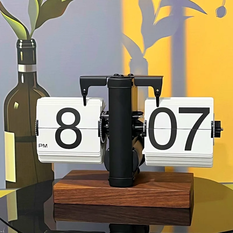 

Wooden Base Flip Clock - Retro Mechanical Desk Clock with Vintage Style for Home/Office Decor! #HomeDecor #GiftsForHim