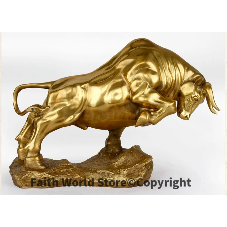 BEST Business gift -2025 TOP COOL Home office efficacious fortune Mascot Money Drawing Charging Bull cattle Bronze art statue