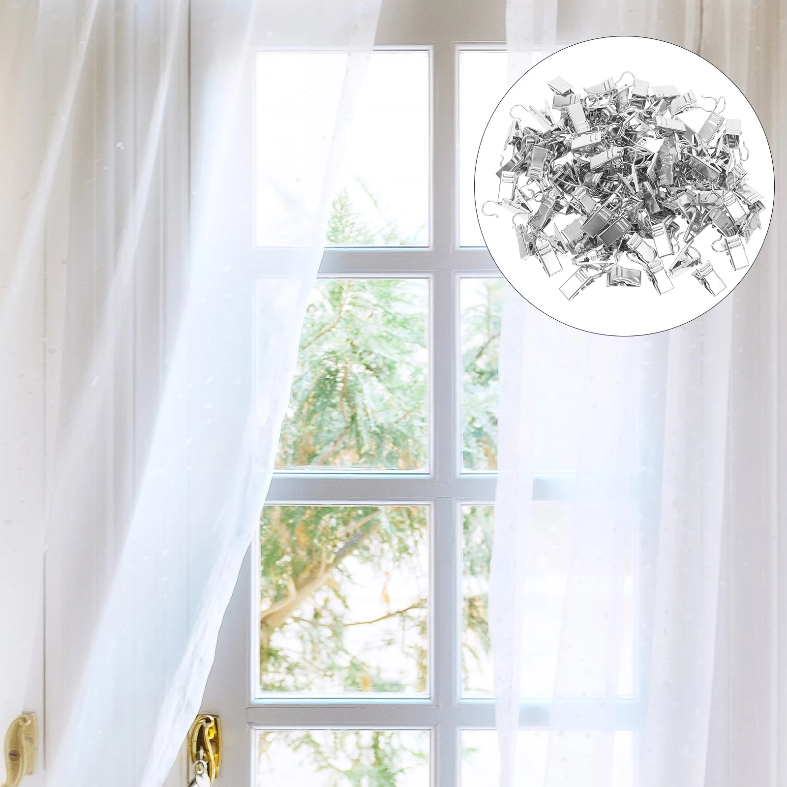 

100Pcs Iron Curtain Clips Hooks Heavy Duty for Drapery Photos Art Craft Display Home Decoration Window Hanging