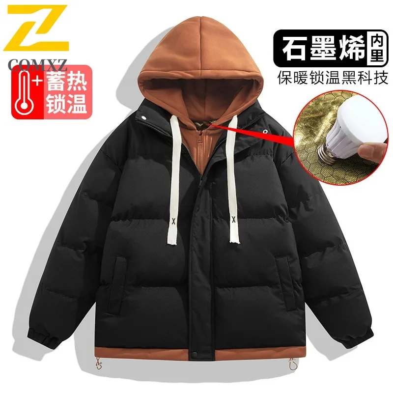 

COMXZ 2025 Winter Graphene Lined Unisex Puffer Jacket American style Two Piece Waterproof Windproof Outdoor Hooded Cotton Coat