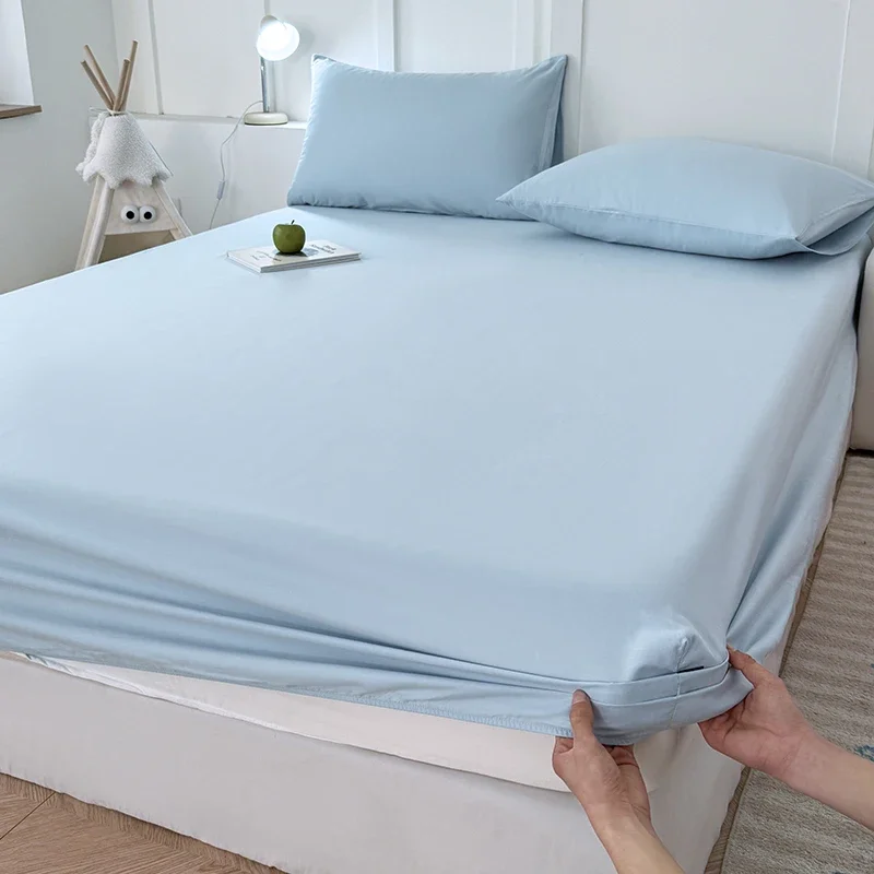 

2025 New Solid Color Bed Hat Simple and Comfortable Cotton Single Bedspread Skin-friendly Breathable Mattress Cover 90x200
