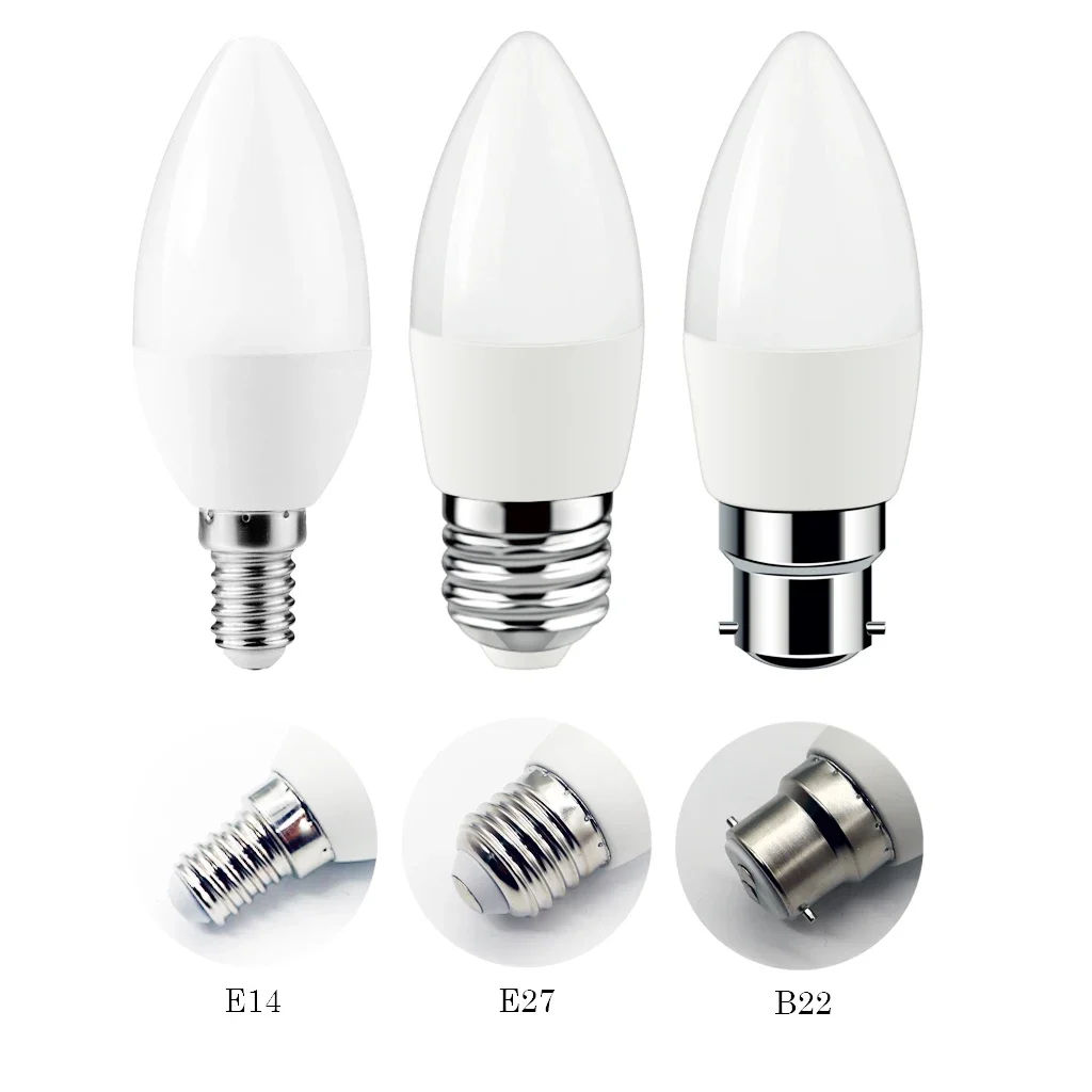 4Pcs Żarówka LED C37 3w - 7w E14 E27 B22 220V Ciepłe białe zimne białe światło dzienne do dekoracji wnętrz Lampa odpowiednia do kuchni