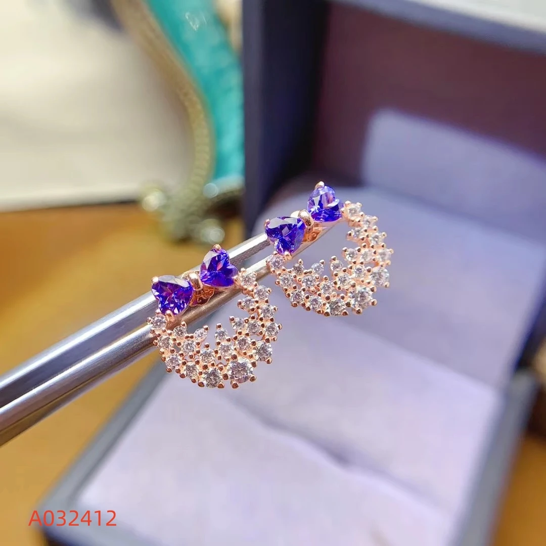 

KJJEAXCMY Fine Jewelry Natural Tanzanite Women's Earrings S925 Pure Silver Exquisite Inlaid High Clarity Gems Support Testing