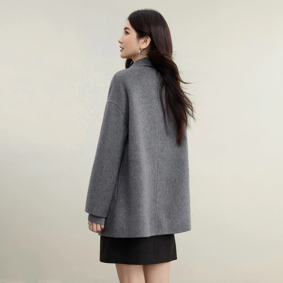 SENTUBILA Double-faced Woolen Coat for Women Winter 2026 New Warm Coats Double Breasted Long Loose Fit Coats Female W54OA2039