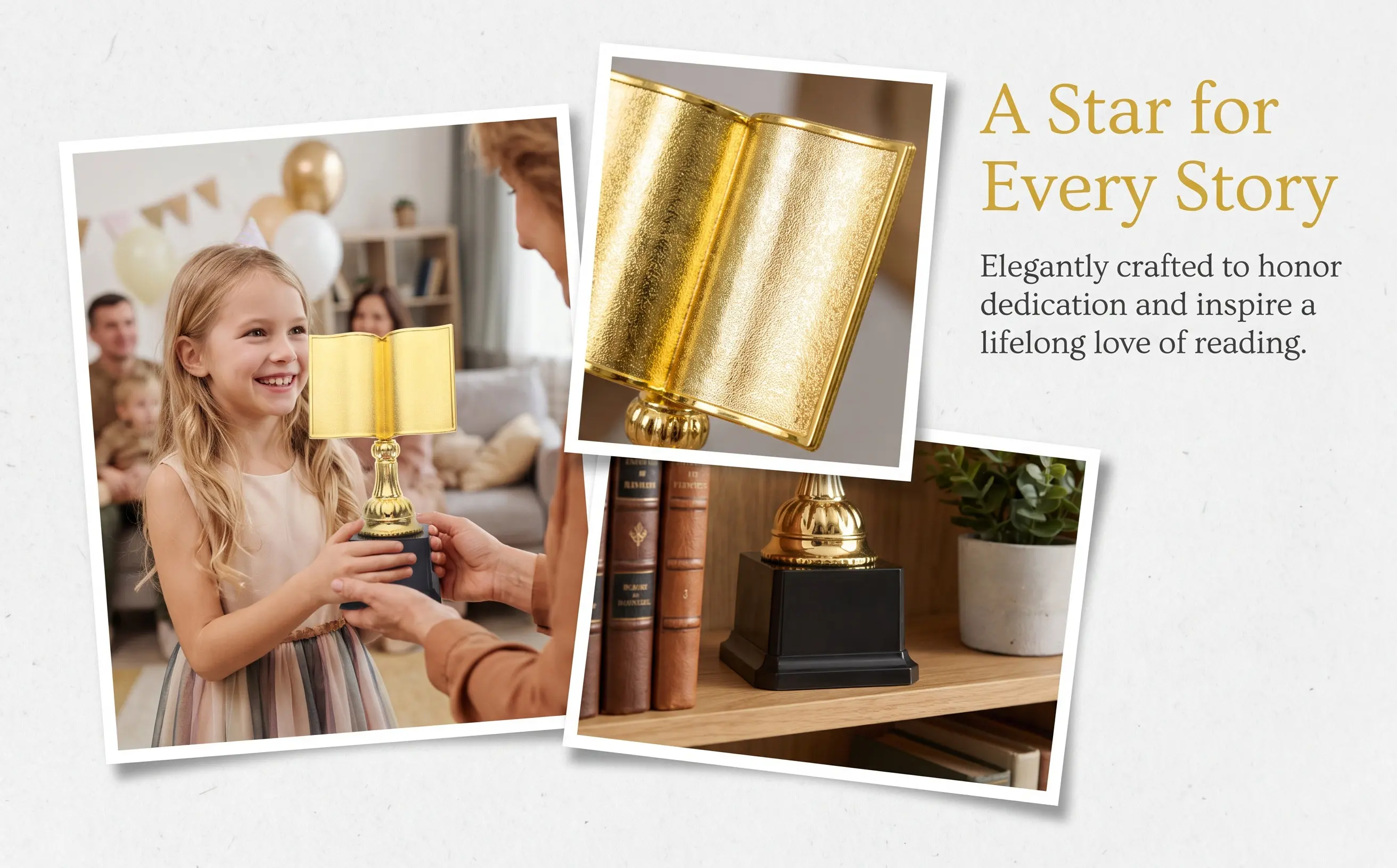 Reading Star Award Trophy Compact Prize Trophy for Reading Competition Encouragement Collection and Home Use Small Trophies