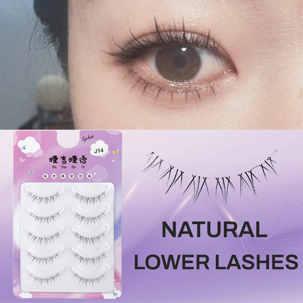 Transparent Band Natural Long False Lower Eyelashes Reusable Korean Girl Group Make Up Tool Fake Down Eye Lashes Thin Stem Manga