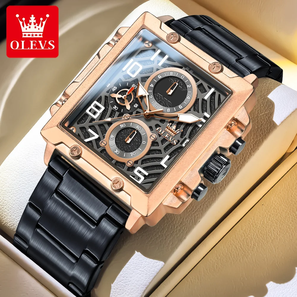 OLEVS 2958 Men's Fashion Quartz Watch Calendar Chronograph Luminous Date Window Dial Wristwatch 30m Waterproof Watch Men