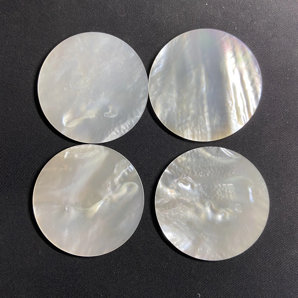 Hight Quality Double Flat 30mm 35mm 40mm Big Size Natural White Mother Of Pearl Shell Slice