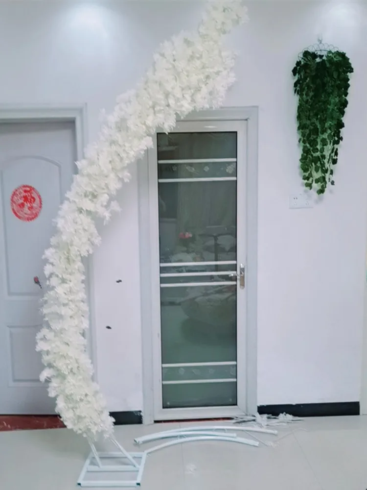 زينة خلفية رومانسية لحفلات الزفاف ، قوس زهر الكرز ، رصاص طريق الباب ، رف على شكل قمر ، مجموعة زهور صناعية #2