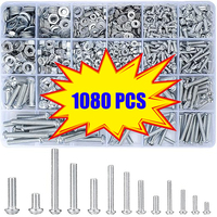 1080pcs Screws Bolts and Nuts Assortment Kit, Metric Machine Screws and Nuts and Flat Washers, M3/M4/M5/M6