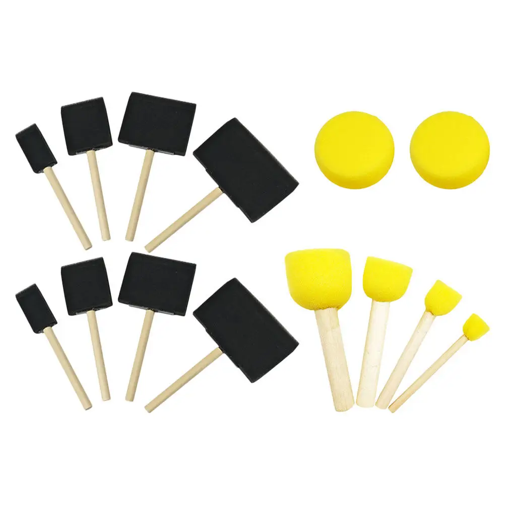 15Pcs Kids Sponge Paint Brushes Round Soft Tips Wooden Handle Kids Paintbrushes Set for Crafts Painting Accessories for Children