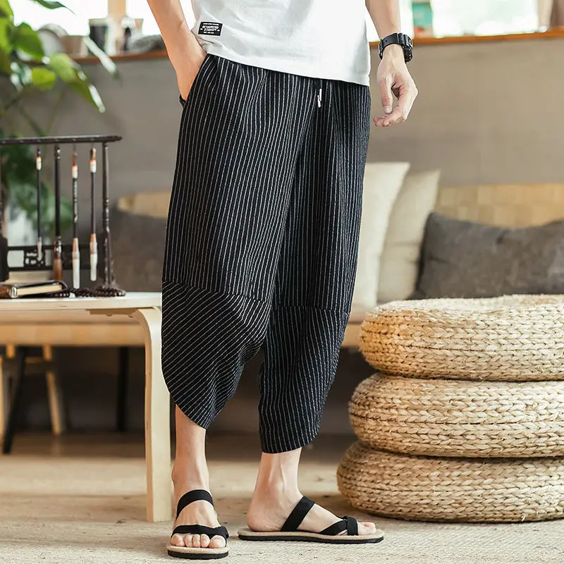 Baggy Cotton Harem Pants Japanese Vintage Jogger Sweatpants Hip Hop Lantern Pants Streetwear Men Summer Oversized Casual