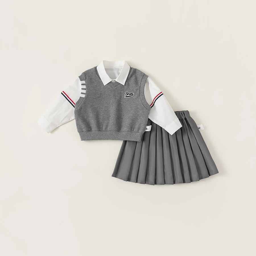 

Children's Preppy 3-PCS School Uniform 2024 New Casual JK Vest+Shirts+Skirts for Boys and Girls Coats