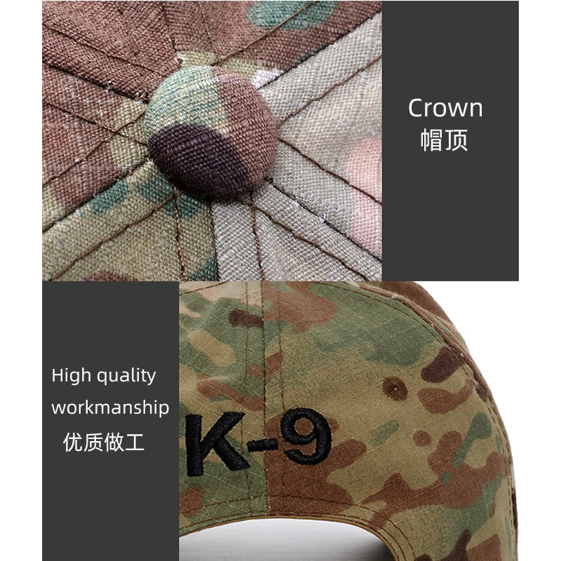 Outdoor Tactics K9 Embroidered Hat Shooting Hunting Baseball Cap Adjustable Sun Protection Sports Cap