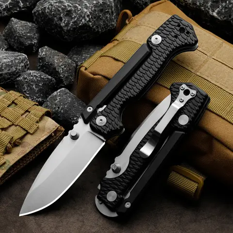 Portable folding knife, D2 steel blade, fiberglass anti-slip handle, pocket knife, folding knife, rescue knife, men's gift