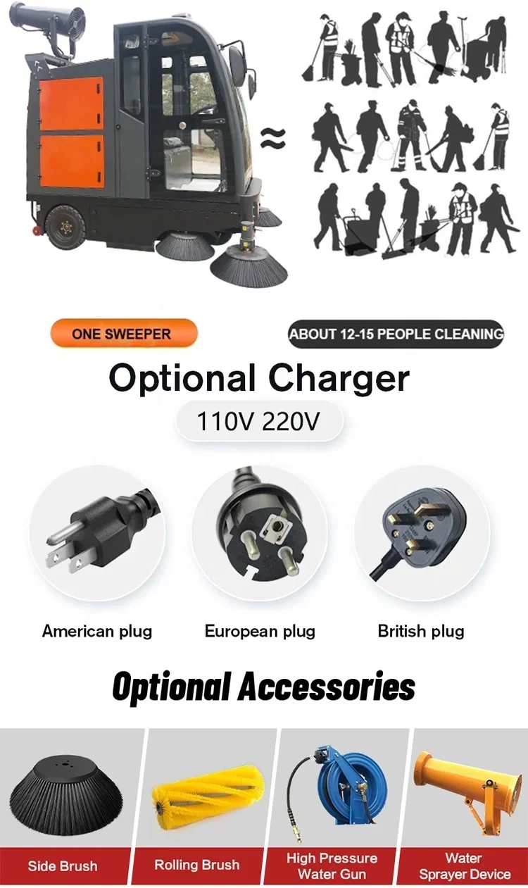 YG Customized DM-2100H Road Cleaning Machine Ride On Industrial Floor Sweeper Electric Street Sweeper