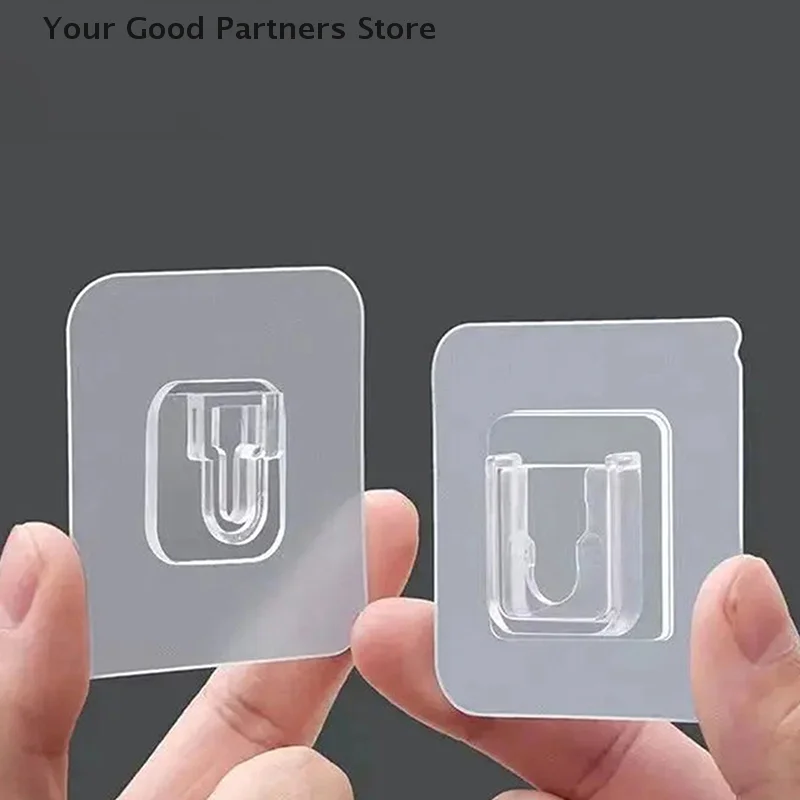 Picture 5: Double-Sided Adhesive Wall Hooks Hanger Strong Transparent Suction Cup Sucker Hooks Kitchen Bathroom Storage Plug Socket Holders