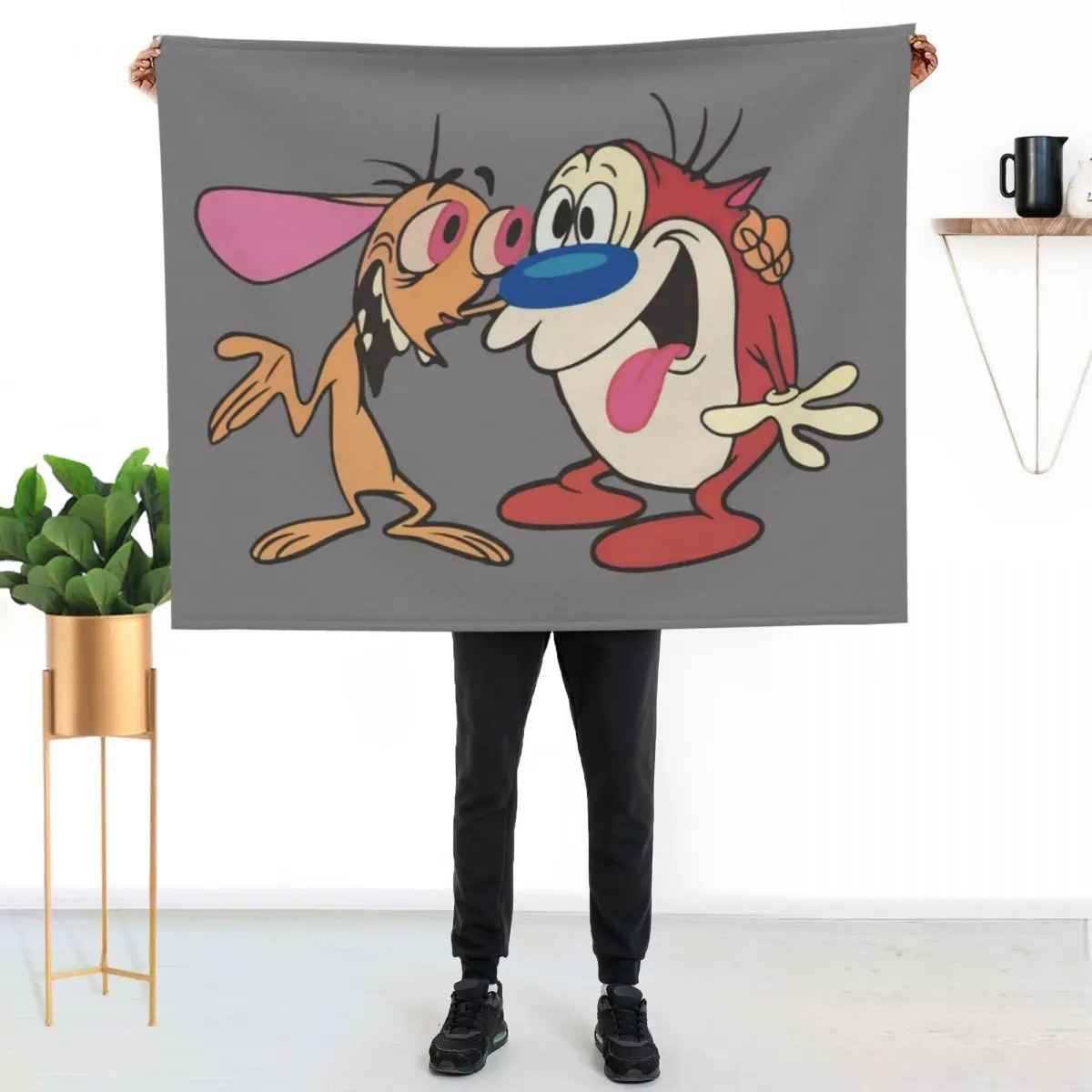 Ren and Stimpy BFF Throw Blanket Fashion Sofas Beach Blankets For Baby Quilt Luxury Brand Hair Blankets