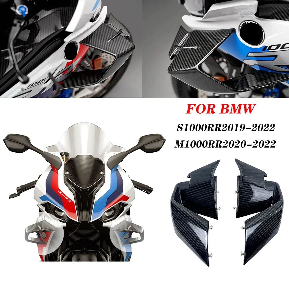 

Carbon Fiber Wings Fairing Winglet Motorcycle Windshield Front Aerodynamic Spoiler for BMW S1000RR M1000RR 2019 2020 2021 2022