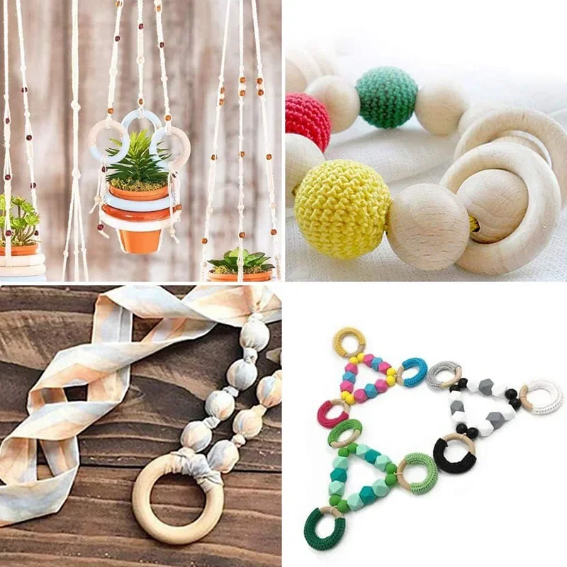 Circular Natural Wood Ring Solid Wooden Home Decoration DIY Crafts Wooden Ring Children\'s Toy Party Connector Hanging Decoration