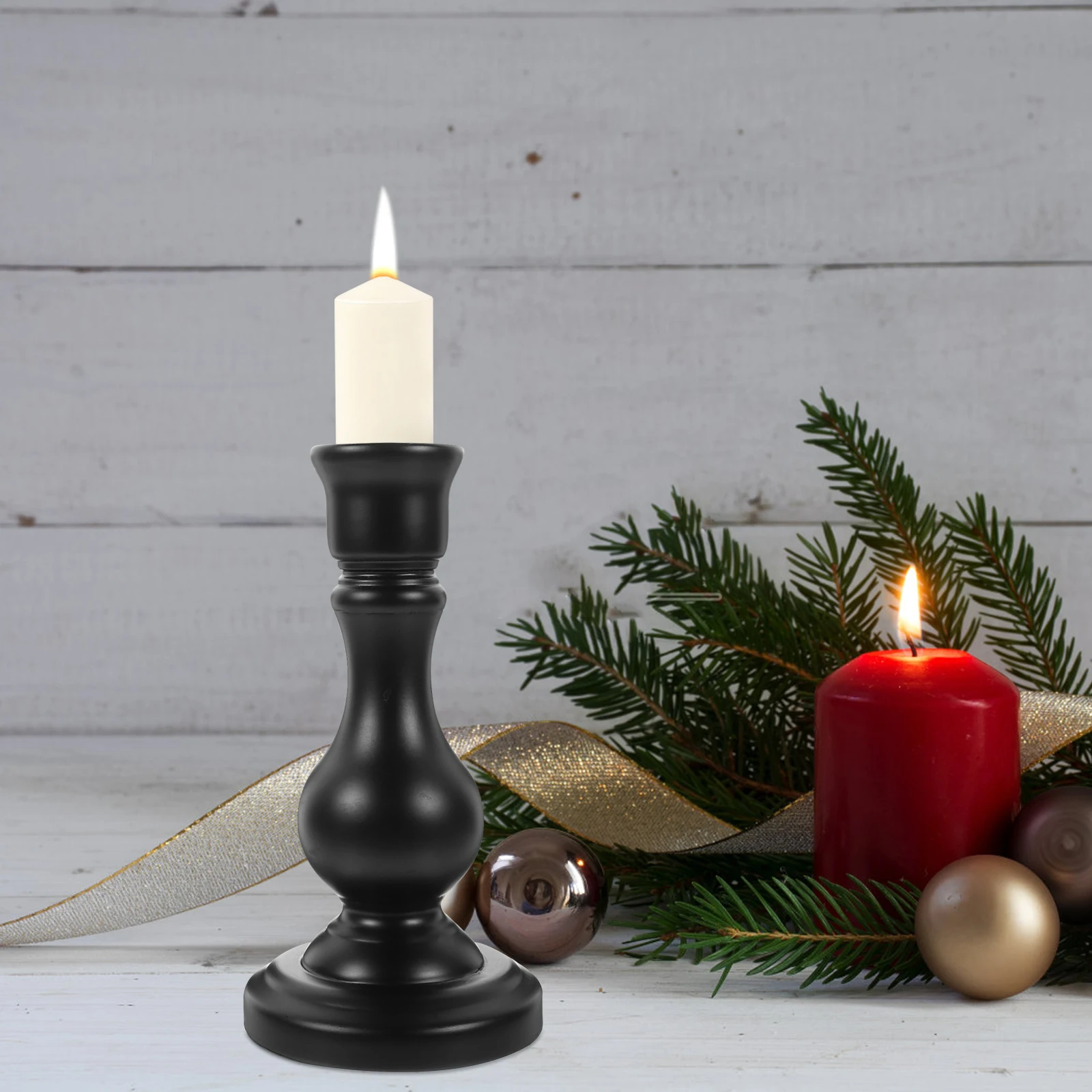 

2Pcs Elegant Wooden Candlestick Simple Style Holder Vintage Design Household Tabletop Decor Wedding Party