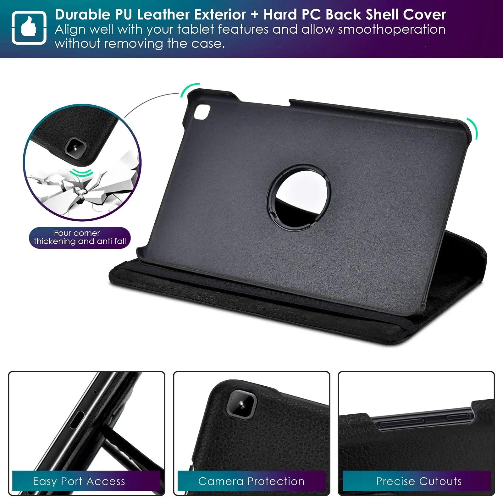 Case for Samsung Galaxy Tab A 8.0 2019 (SM-T290/T295/T297) 8 inch Protective Cover with 360° Rotating Slim Leather Case
