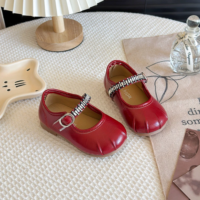 

2025 Children Leather Shoes for Girls Autumn New Fashion Korean Style Soft Bottom Anti-slippery Versatile Chic Princess Shoes